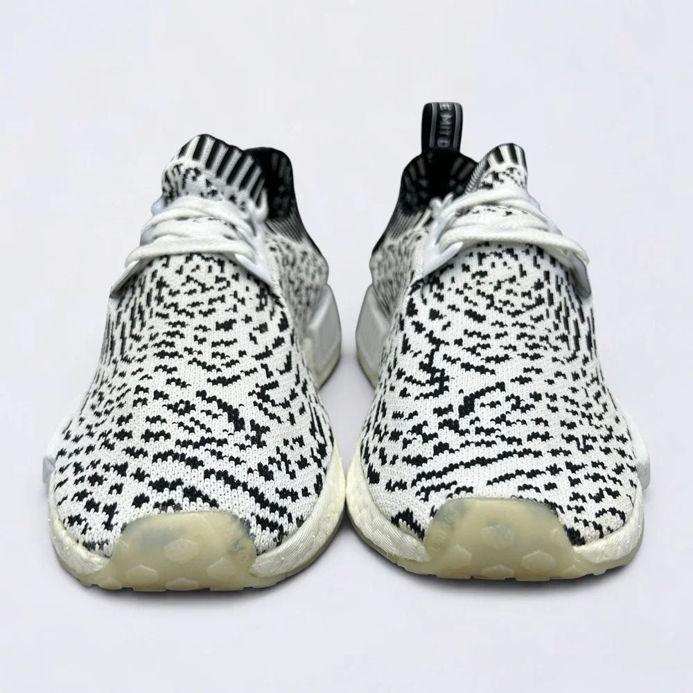 Adidas NMD R1 Primeknit Shoes Men's 7.5 White Black Sashiko Zebra Glitch BZ0219